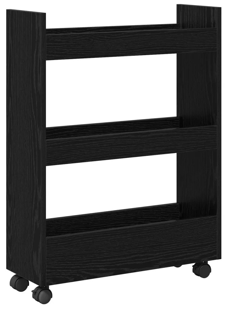 Keskeny Tároló Kocsi Fekete tölgy 60 x 22 x 80 cm Faanyag