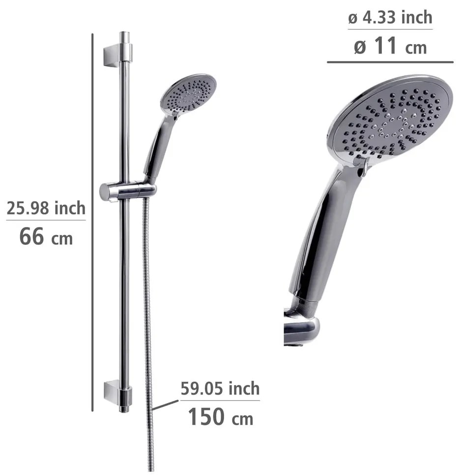 Fényes ezüstszínű rozsdamentes acél zuhanyszett 66 cm Young – Wenko