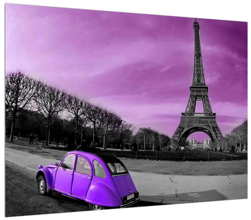 Eiffel torony és a lila autó kép (70x50 cm)