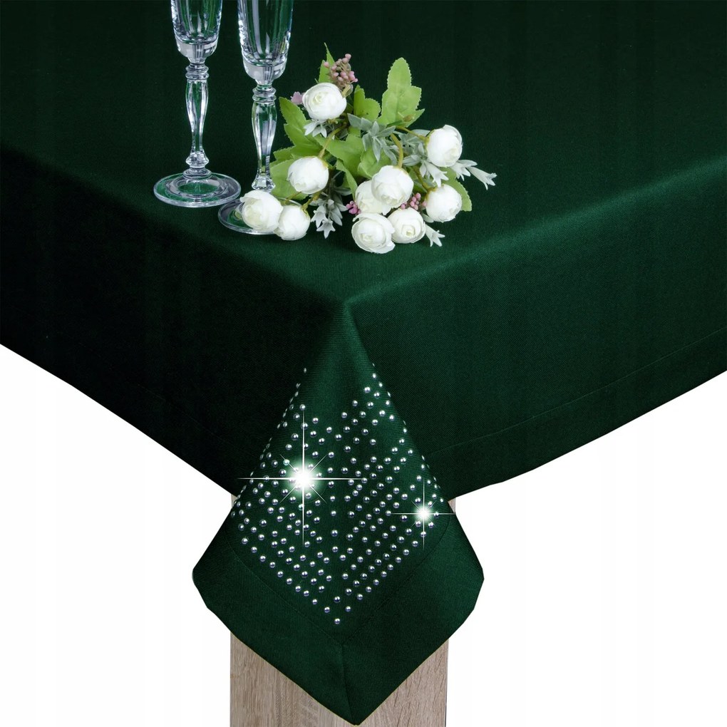 abrosz Panama Decor strasszkövekkel 200x140 sötétzöld