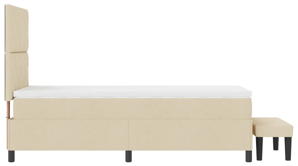 Boxspring ágy matraccal és paddal krém színben 90x200 cm szövet