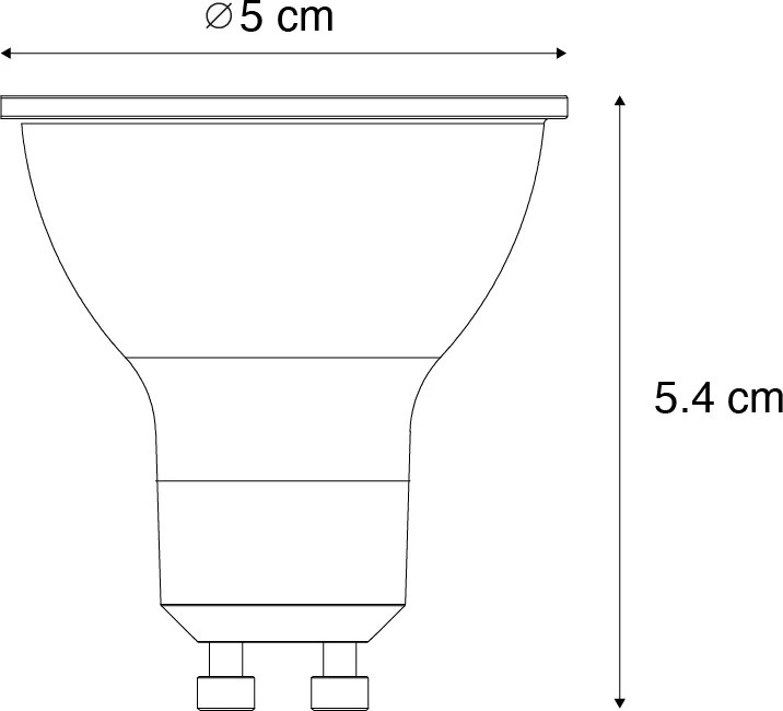 5 db-os GU10 50 mm-es átlátszó LED izzó 2,5W 450 lm 2700K