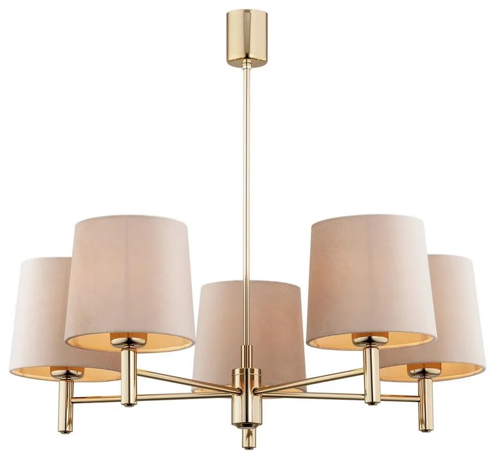 Argon 2105 - Csillár rúdon PONTE 5xE27/15W/230V sárgaréz/bézs