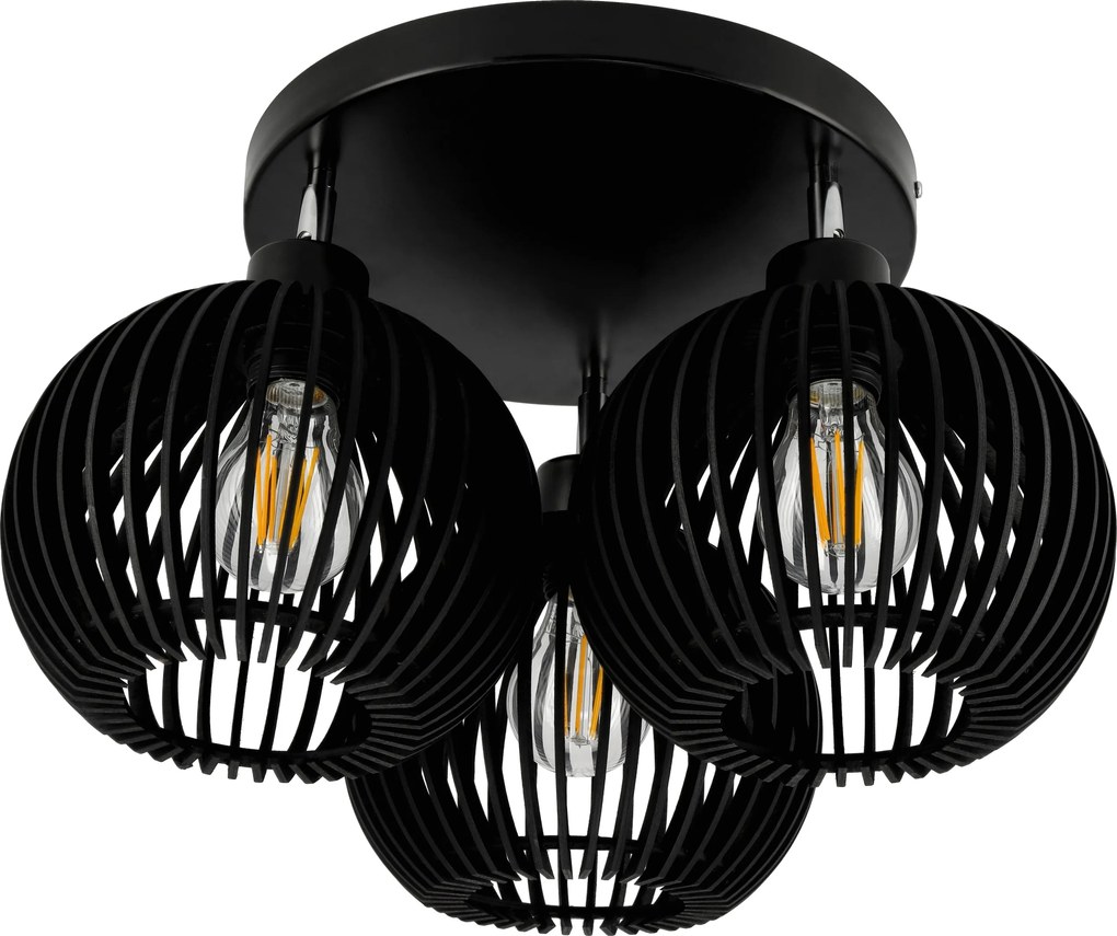 Mennyezeti Lámpa Függő Led Csillár Állítható 3xE27 Fa Fekete