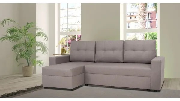 Univerzális sarokkanapé SEVILLA, szürke, ággyá alakítható, tárolós