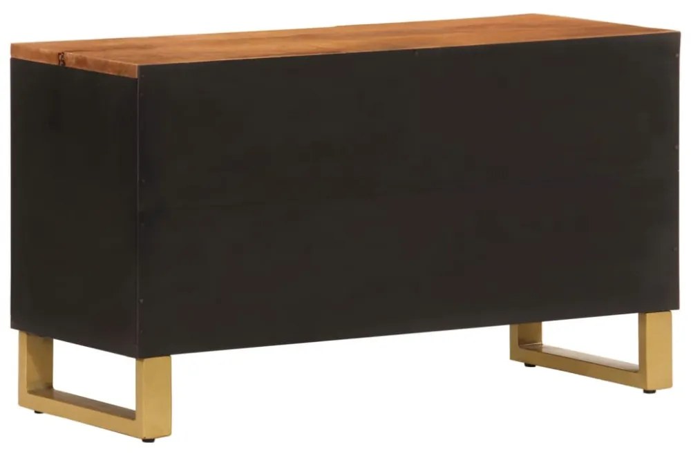 barna és barna tömör mangófa TV-szekrény 80x31,5x46 cm
