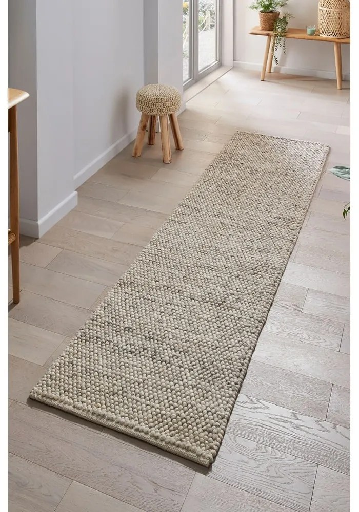 Világosszürke kézi szövésű gyapjúkeverék futószőnyeg 60x230 cm Minerals – Flair Rugs