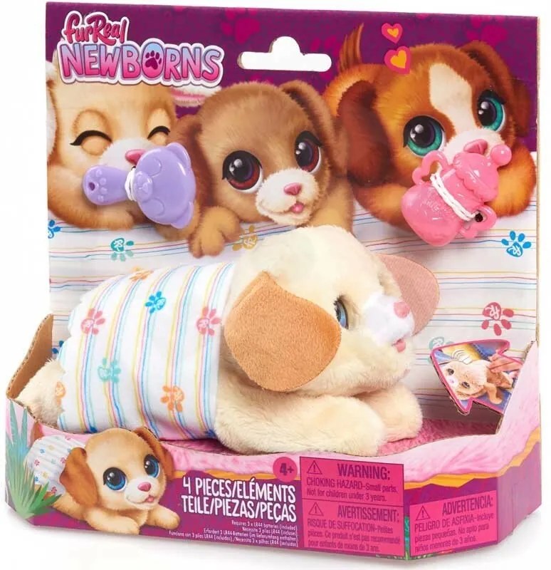 FurReal Newborns PUPPY, interaktív plüss kiskutya,világosbarna