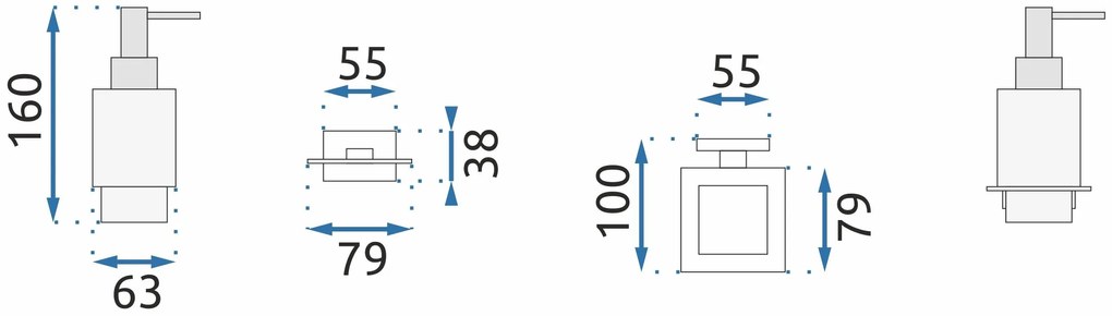 Rea tartozékok, fürdőszobai mosószer adagoló Oste 06, fekete, REA-80047