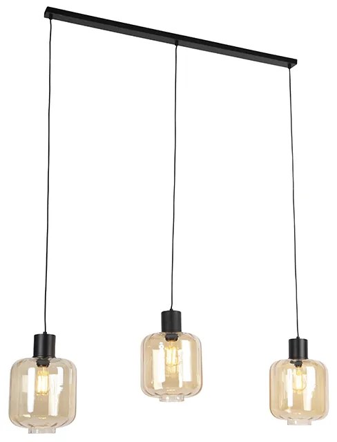 Design lógólámpa fekete borostyánüveggel, 3 lámpás, 161,5 cm - Qara