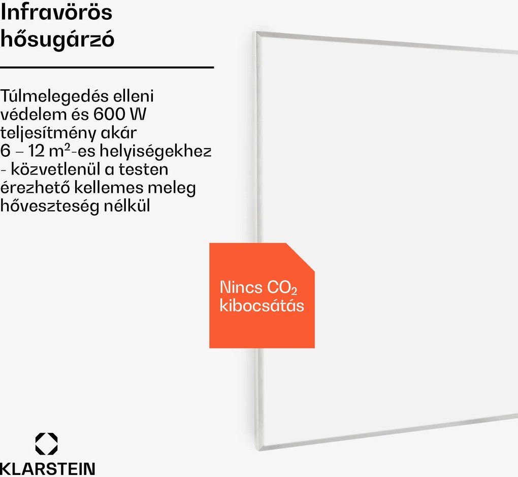 Klarstein Wonderwall 60, Infravörös hősugárzó, 60 x 100 cm, 600 W, heti időzítő, IP24