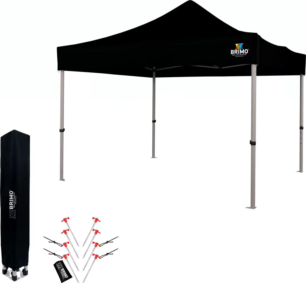 Összecsukható Kerti Pavilon 3x3 m | Prémium UV/PVC Védelem | Masszív BRIMO Vázszerkezet | Gyors Összeszerelés Szerszám Nélkül - falak nélkül - Fekete