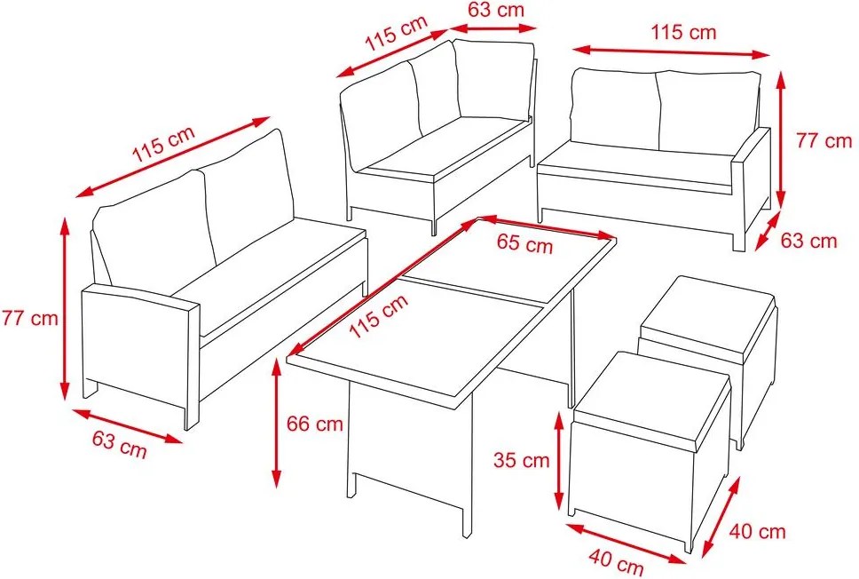 Avenberg BARLETTA Nagy luxus kerti rattan szett - szürke/világosszürke