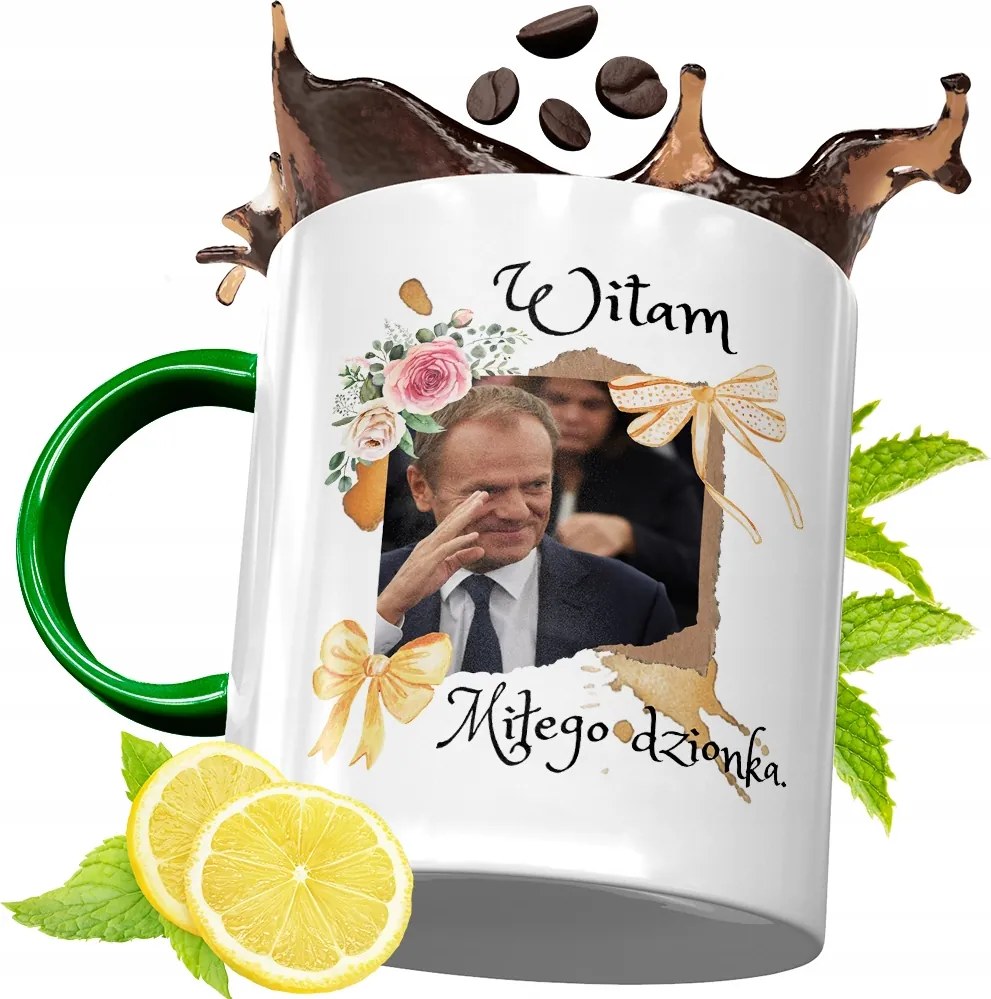 Donald Tusk Zöld Bögre Ajándék Nyomtatott Fotóval