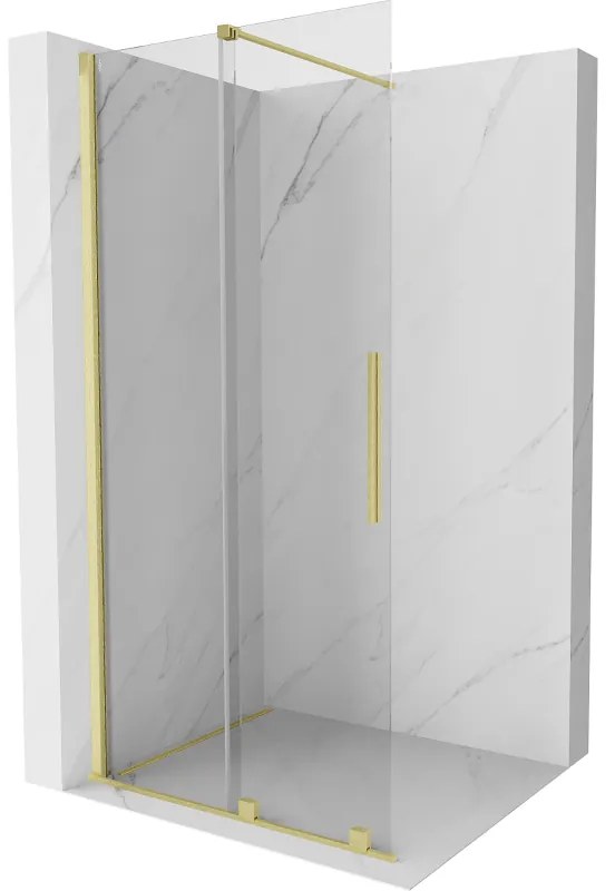 Mexen Velar, nyílásba tolóajtó Walk-In típusú 85 cm, 8 mm átlátszó üveg, arany matt, 871-085-000-03-55