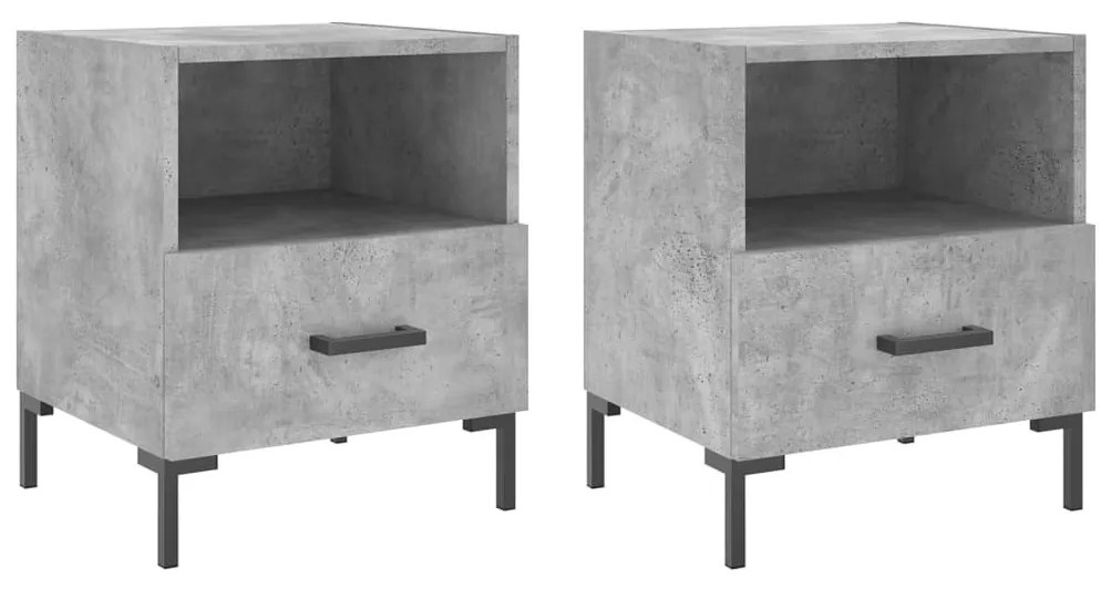 2 db betonszürke szerelt fa éjjeliszekrény 40 x 35 x 47,5 cm