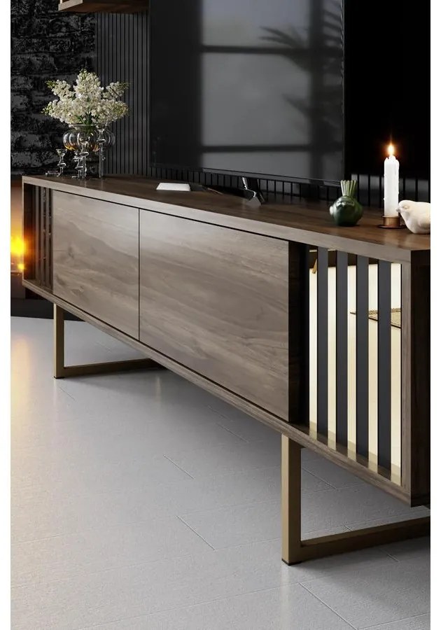 TV szekrény Gold Line - Walnut, Black