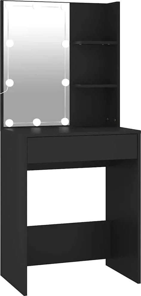 vidaXL fekete LED-es fésülködőasztal 60 x 40 x 140 cm