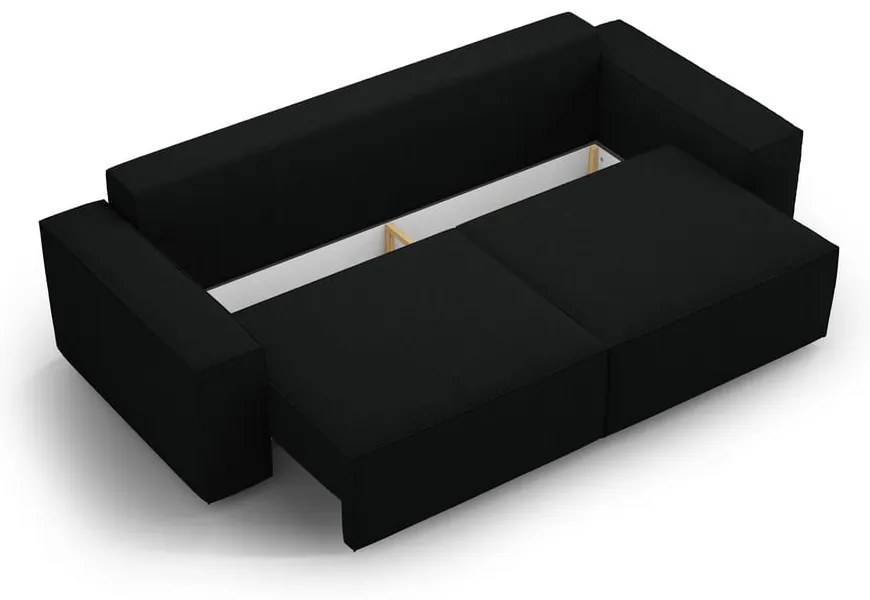 Fekete buklé kinyitható kanapé 247 cm Jodie – Micadoni Home