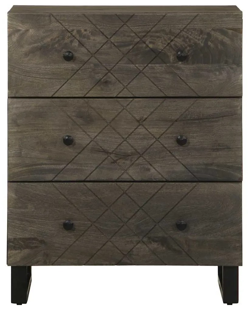 2 db tömör mangó tálalószekrény fekete 60x33x75 cm