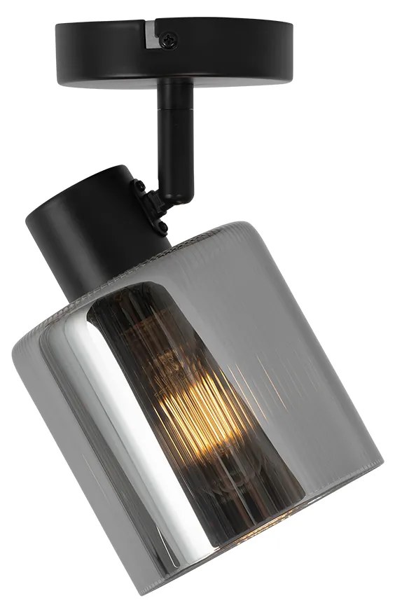 Art Deco mennyezeti spotlámpa fekete füstüveggel állítható - Laura