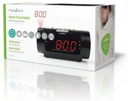 Nedis Digitális ébresztőóra rádióval és vetítővel,0,9" LED kijelzővel