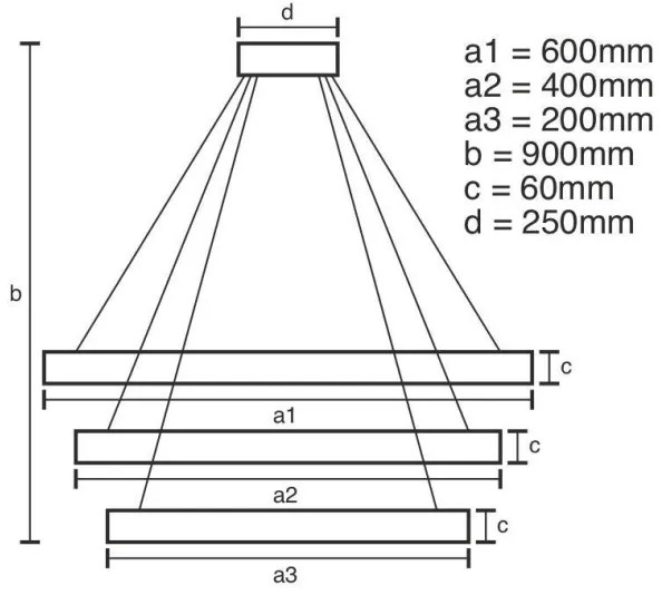 LED állítható fényerejű csillár kábellel LED/165W/230V 3000-6500K + DO