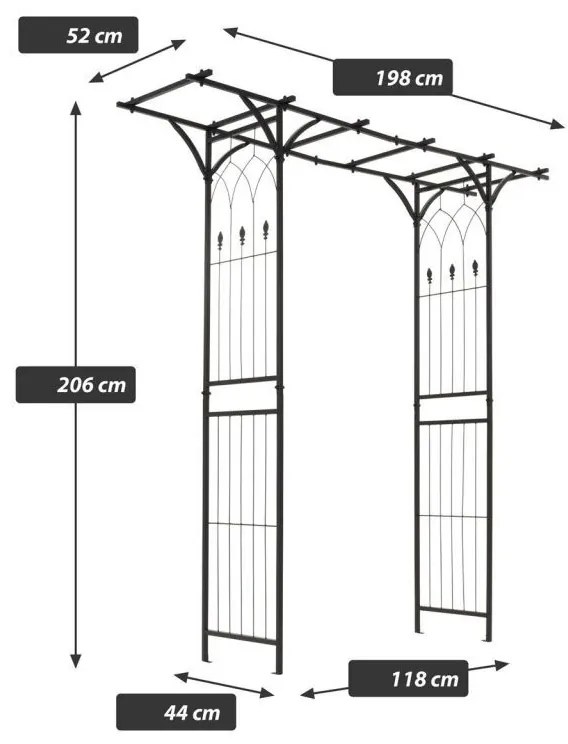 Kerti pergola Garth 206 x 198 x 52 cm