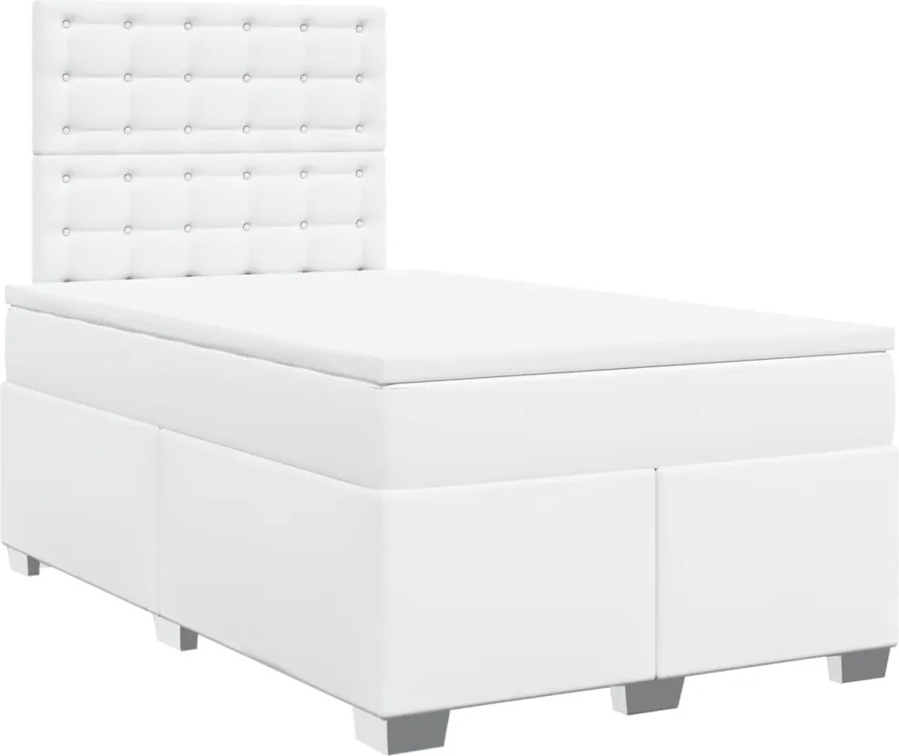 vidaXL fehér műbőr rugós ágy matraccal 120x190 cm