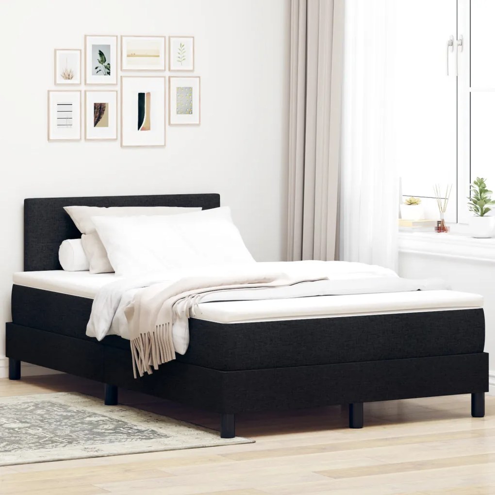 Box Spring ágy matraccal fekete 120x190 cm szövet