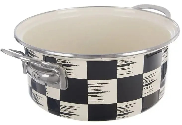 Orion Šachovnice Lem zománcozott edény, 2,2l, átmérő 20 cm, 20 cm átmérőjű