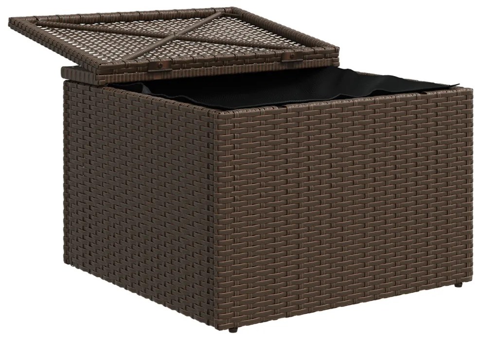 Kerti Puff Térkező Párnával Barna 55x55x37 cm Poli Rattan