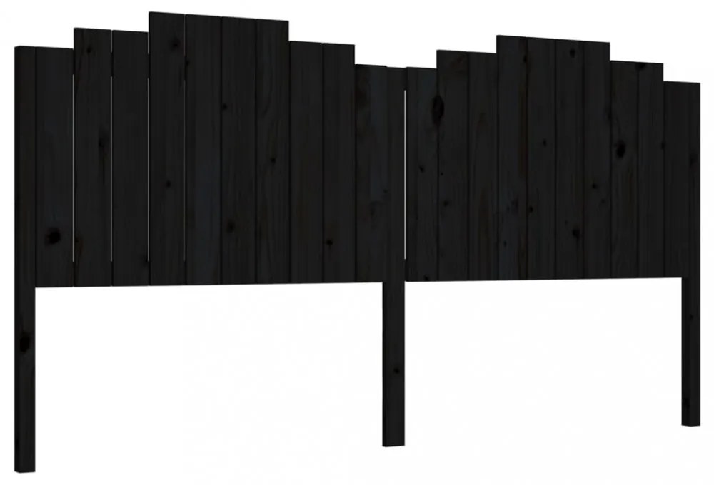 fekete tömör fenyőfa ágyfejtámla 206x4x110 cm