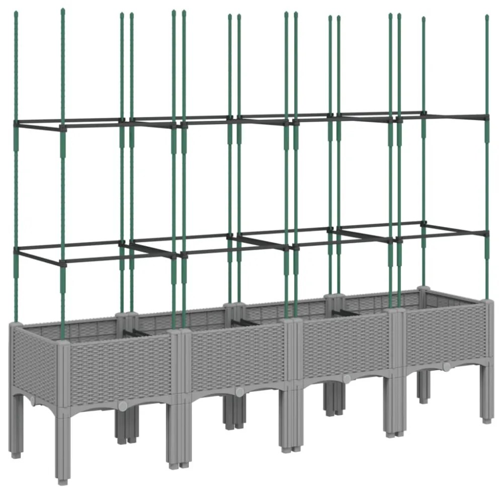 világosszürke PP rácsos kerti ültetőláda 160 x 40 x 142,5 cm
