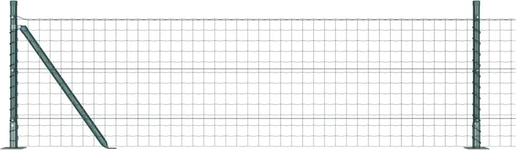 vidaXL Kerítés oszlopokkal Zöld 0,4 x 25 m Acél és PVC