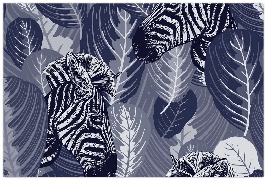 Kép - Kék zebrák (90x60 cm)