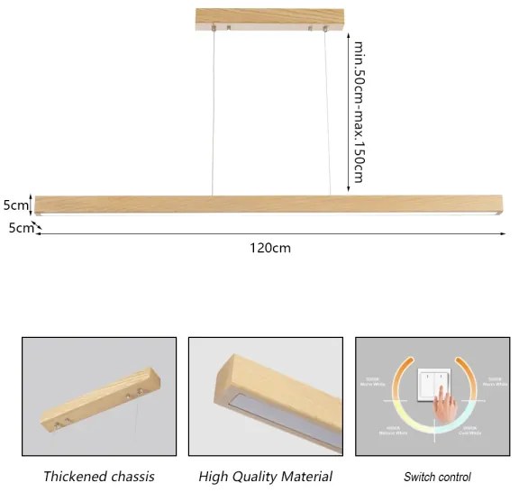 Brilagi - LED csillár huzalon OAK LED/30W/230V 3000/4500/6000K tölgy