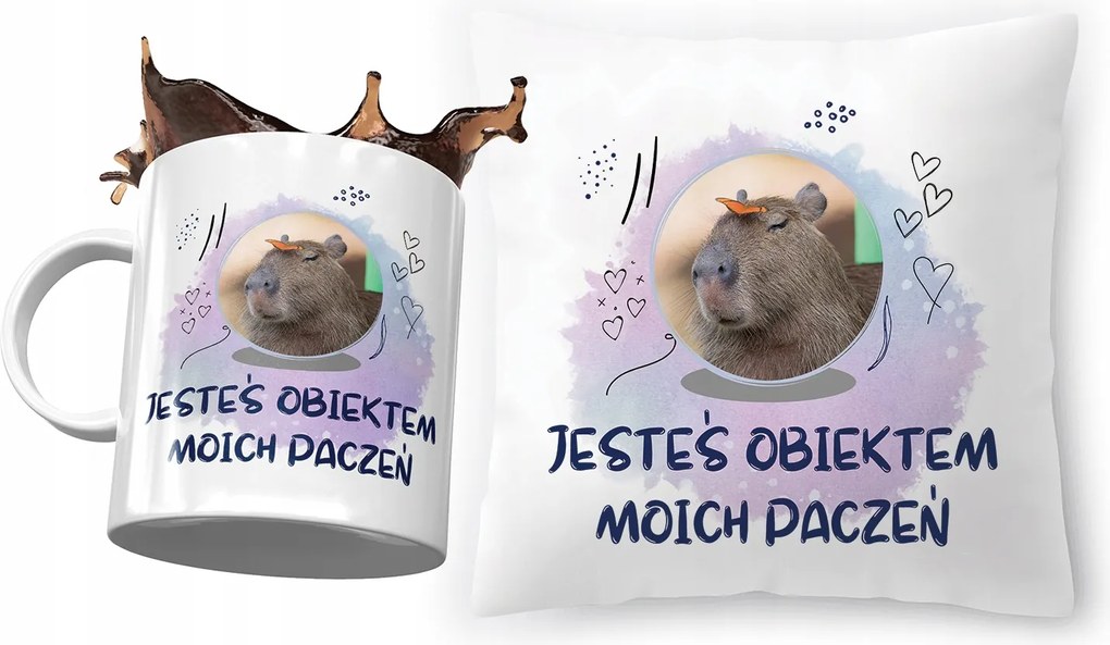 Kapibara párna bögre szett Ajándék fényképes nyomtatással