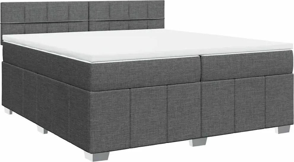 vidaXL sötétszürke szövet rugós ágy matraccal 200 x 200 cm