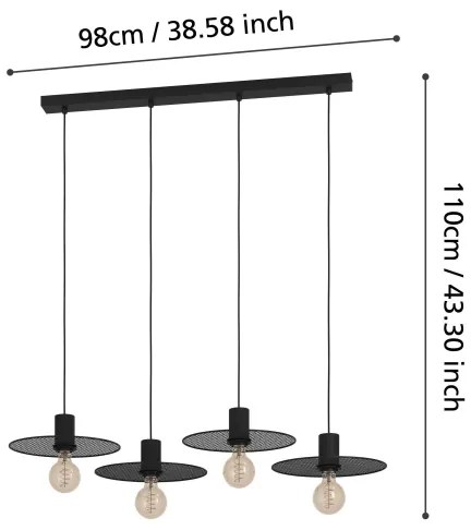 Eglo 43732 - Csillár zsinóron IKESTON 4xE27/40W/230V