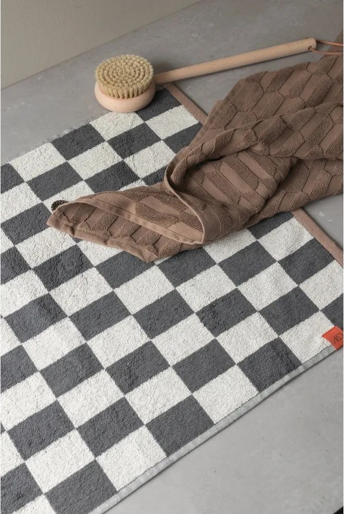 Antracitszürke-bézs bio pamut fürdőszobai kilépő zuhanyfülkéhez 50x80 cm Retro – Mette Ditmer Denmark