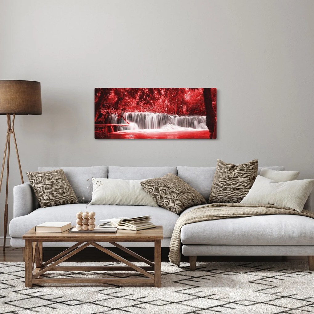 Kép - Vízesés, piros (120x50 cm)