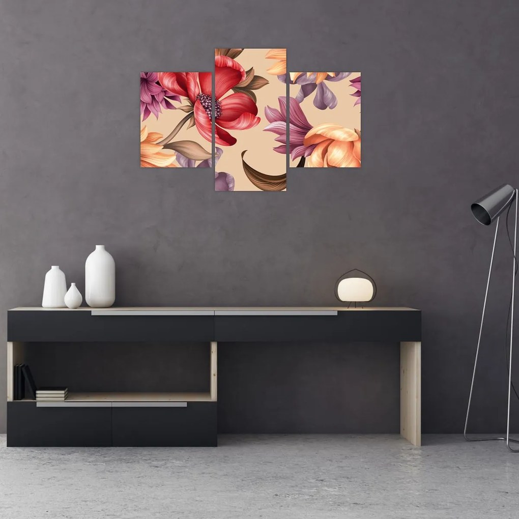 Kép - Vintage virágok (90x60 cm)