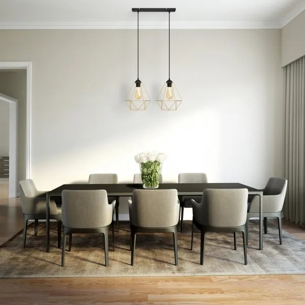 Csillár zsinóron KARO 2xE27/15W/230V arany/fekete