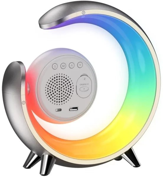 Immax 08985L-LED RGBW állítható asztali lámpa ébresztővel, LED/20W/5V USB, ezüst