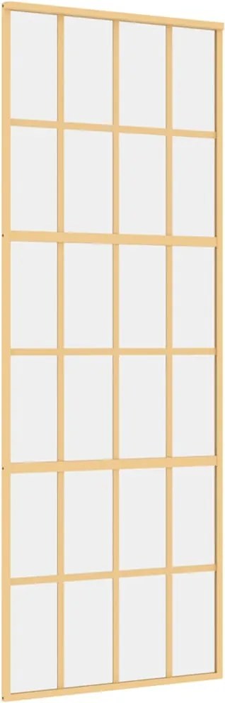 vidaXL aranyszínű átlátszó ESG üveg és alumínium tolóajtó 76 x 205 cm