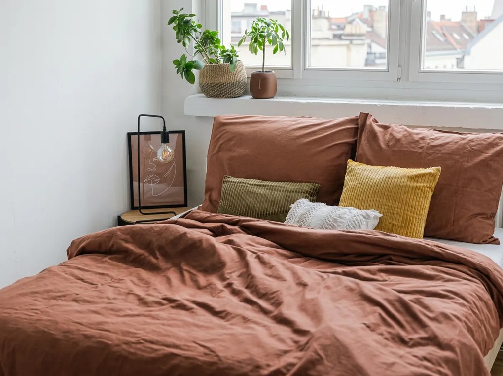 Pamut ágynemű CALMORA barna Ágyneműhuzat mérete: 2 db 70 x 90 cm | 200 x 200 cm