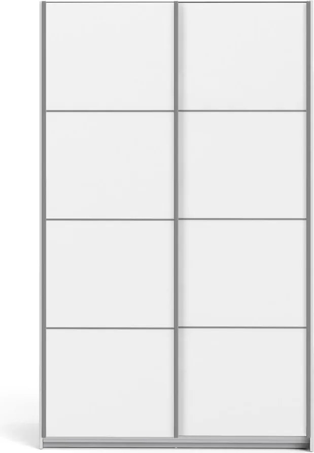Verona fehér ruhásszekrény tolóajtókkal, 122 x 202 cm - Tvilum