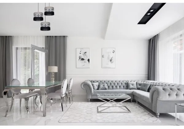 Csillár zsinóron CORAL 3xE27/60W/230V fekete/szürke/króm átm. 45 cm