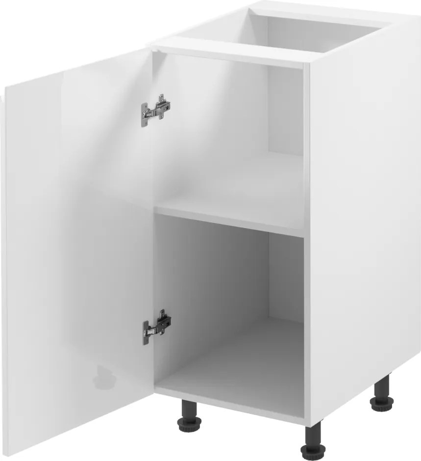 Alsószekrény, fehér/fehér extra magasfényű, balos, AURORA D40